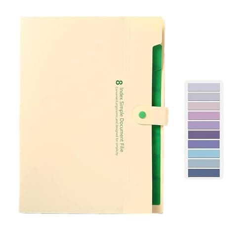 Pack of 1 A4 Document Folder with 8 Compartments, Expanding Folder, A4 Document Bags for Home, Office, School and Travel (Beige)