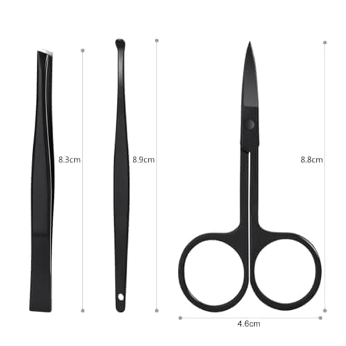 Manicure Set, Portable Nail Clippers & Eyebrow Grooming Kit, Nail Care Tools, Pedicure Tools, Grooming Tools for Travel & Home, Gift for Men, Women, Friends and Parents (7 pieces) (Black & Red) — view 6