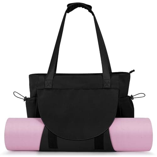 Tawd Yoga Mat Bag with Wet Pocket, 2-in-1 Yoga Mat Carrier & Everyday Tote Bag for Women Men, Large Gym Bag for Pilates Mat, Workout, Travel, Office, Lightweight Shoulder Bag (Black)