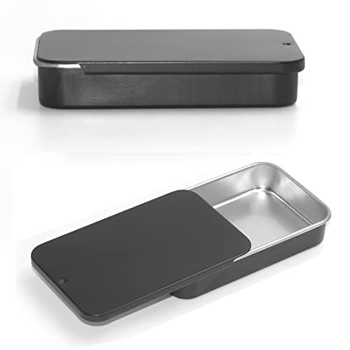 Gere 6 Pack Metal Rectangular Sliding Lid Tin Boxes Black, Containers Portable Box Small Storage Kit Home Organizer, Model 805015 — view 2
