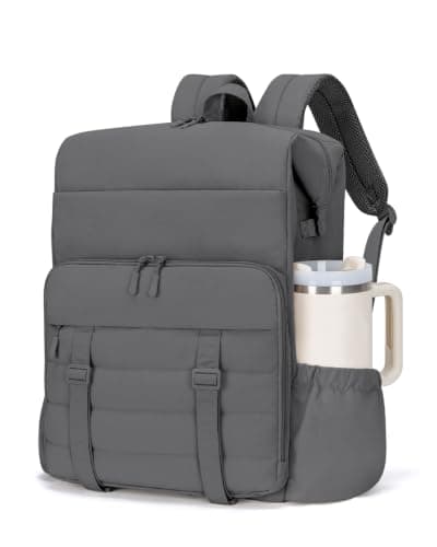 Backpack Cooler Insulated Leak Proof 40 Cans Puffer Soft Cooler with Laptop Compartment Portable Lightweight Beach Travel Camping Lunch Backpack for Men and Women (Grey)