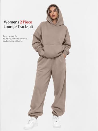 LILLUSORY Womens 2 Piece Tracksuits Full Lounge Wear Sets UK Coffee Grey S — view 2