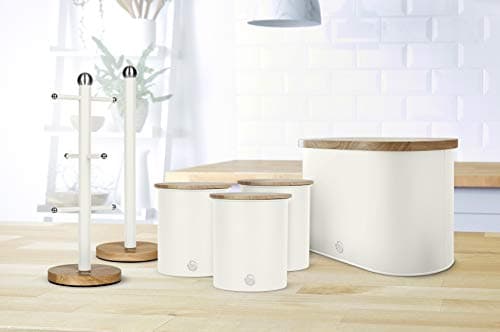 Swan SWKA17511WHTN Nordic Scandi Towel Pole/Kitchen Roll Holder with Non-Slip Wooden Base, Cotton White, Steel, Holds 1 — view 5