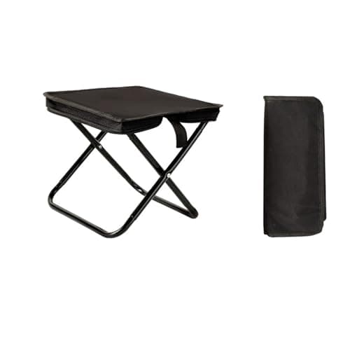 XUEQI Portable Folding Stool - Lightweight Mini Seat for Travel, Hiking, Garden, Fishing, Cricket, Beach with Storage Bag (Black)