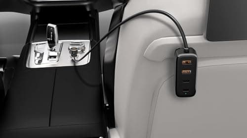 WYE 108W Back Seat Car Charger Hub with Clip, 6-Port Fast Charging Station with Carbon Fiber Finish for iPhone 16 15 14 Pro Max, iPad, Passenger Multi-Device Charger - Black — view 2