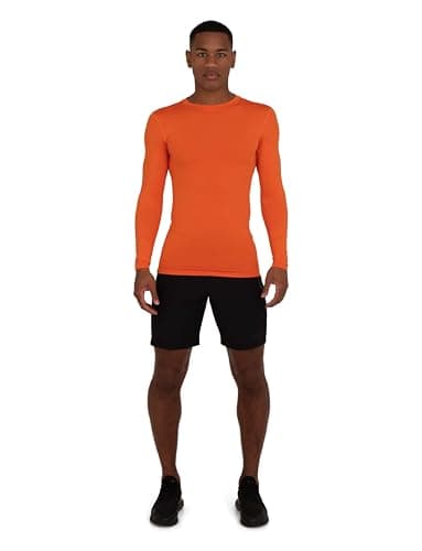 PowerLayer Compression Tops for Men Base Layers Men's Running Top Thermal Shirt - Orange, XL — view 5