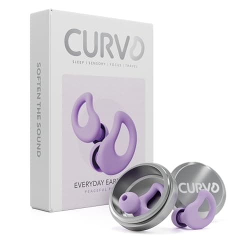 CURVD Everyday Earplugs – Ultra Soft, Customizable Sleep, Travel, Sensitivity, Noise Protection, for Sound Canceling Isolation, up to -30dB Reduction, NRR 15, Reusable and Sustainable (Purple)