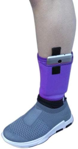 LTG PRO® Concealed Ankle Leg Wallet Travel Pouch Passport Cash Mobile Safety (S - M, Purple)
