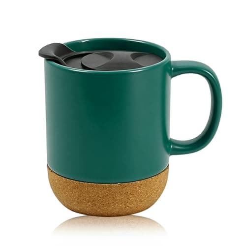 Eidoct Travel Ceramic Cup with Handle, Ceramic Coffee Mug 400ML