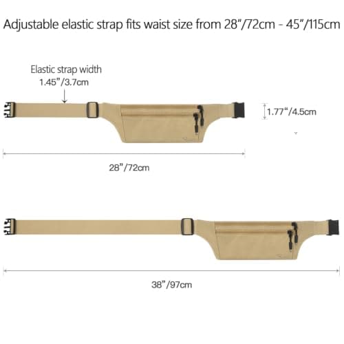 Ryaco Travel Money Belt, Slim RFID‑Blocking Hidden Waist Pouch, Khaki — view 4