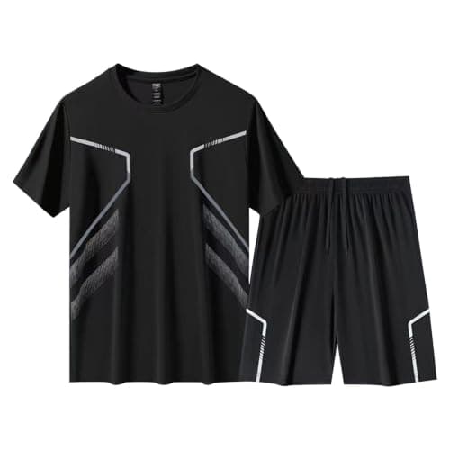 gym set - mens t shirt, quick dry shorts, breathable cotton, running clothes, sweat suit, large fit, plus size, summer fashion, lounge wear, travel outfit, beach wear, lightweight fabric — view 2