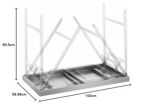 Royal Catering Stainless Steel Folding Work Table Portable Worktop Catering 60x100cm 200kg RCAT-100/60KE (Height 90.5cm, Height-Adjustable Feet 10mm, Foldable) — view 2