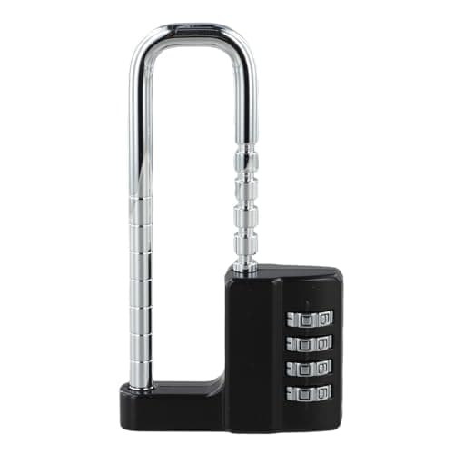 Gettimore Adjustable U-Shaped Combination Lock for File Cabinet Wardrobe Door 4 Digit Mechanical Password Padlock Alloy Steel Security Lock Telescopic 42-98mm Silver Black — view 5