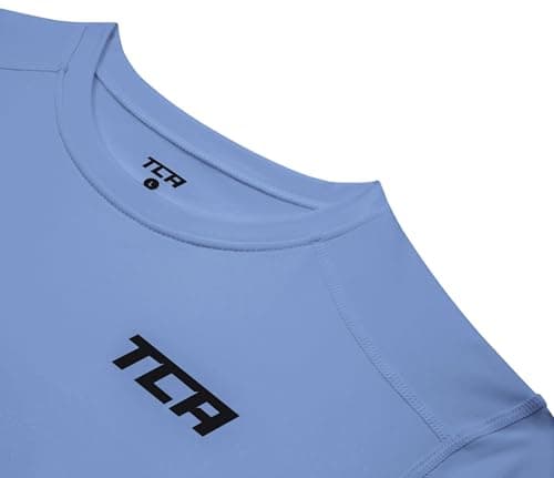 TCA Men's SuperThermal Compression Base Layer Top Long Sleeve Thermal Under Shirt - Ice Blue, L — view 4