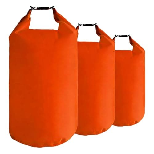 CMC-PROGEAR Waterproof Dry Bag Set with Roll-Top Closure,2L/5L/10L Drybag & Pouch Set for Backpacking Essentials - Lightweight, Durable,Perfect for Boating, Camping,Water Sports (Orange, 2L+5L+10L)