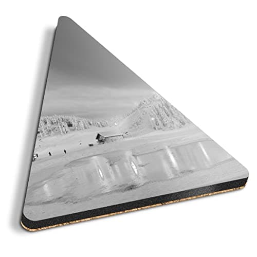 1 x Triangle Coaster - BW - Ruka Finland Travel Snow Winter Sky Cork Backed MDF Glossy Tea Coffee Accessory #43462