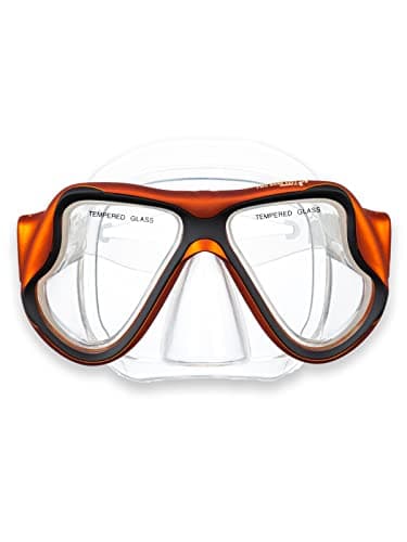 Two Bare Feet X-Dive Silicone Mask Dry Top Snorkel & F70 Fins Complete Diving Snorkel Set (M266S SN134S Orange/Clear, F70 L/XL) — view 2
