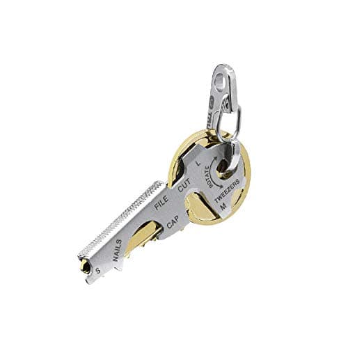 True Utility Stainless Steel Keyring Multi Tool - 8 Daily Tools In 1, Flight Safe Box Cutter Knife Blade, Large, Medium & Eyeglass Screwdriver, Bottle Opener Key, Nail File, Tweezers & Nail Cleaner — view 3