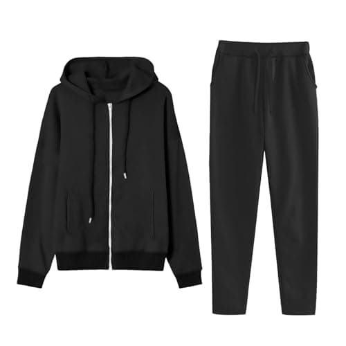 Womens Tracksuit Set 2 Piece Outfits Plain Sweat Suits Sets Full Zip Sweatshirts and Sweatpants Trousers Sets Gym Activewear Jackets Hoodie Jogging Suits Leisure Lounge Wear Set Travel Outfits