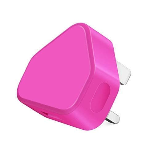 Themax® 1000mAh USB UK 3 Pin Plug Travel Charger Adapter CE Approved Compatible iPhone iPad All Models Samsung Galaxy HTC LG Sony Huawei Motorolla Etc (Hot Pink) — view 2