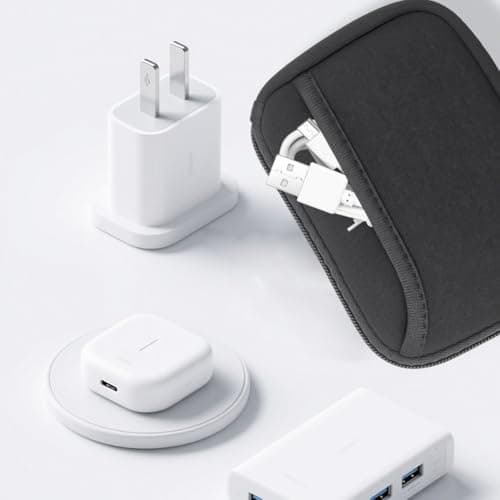 Capiant 2 PACK Small Neoprene Zipper Pouch, Mini Tech Organizer, Water Resistant, Black, for Cables, Coins, Accessories — view 5