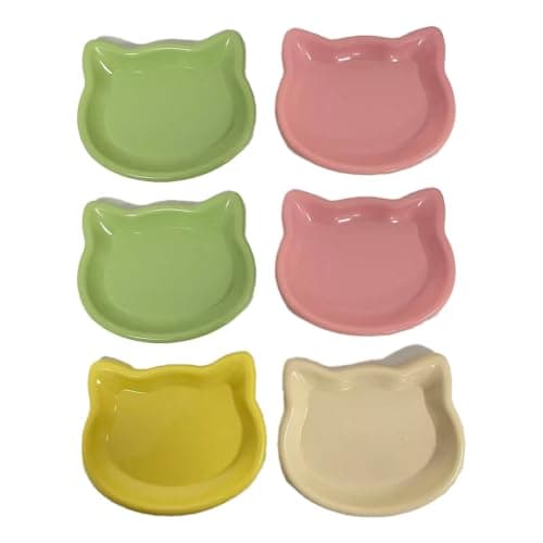 Cat Bowls, 6 Pack Shallow Non-Slip Feeding Dishes for Cats