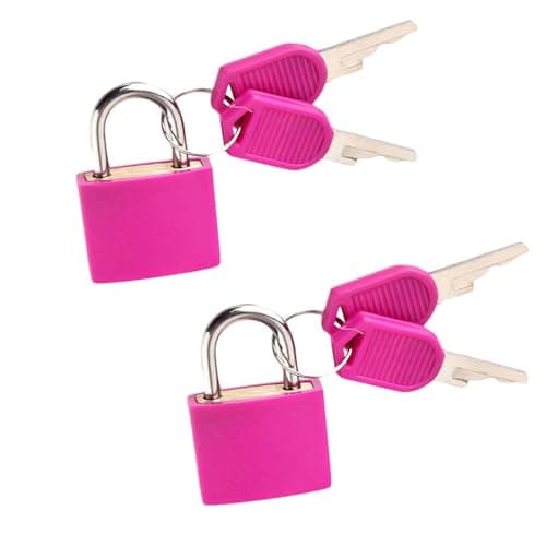 2 Pack Luggage Locks with Keys, Coloured Small Suitcase Padlocks Mini Keyed Travel Lock for Gym Locker, Backpack, Laptop Bag, School (Purple)