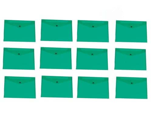 Q-Connect Polypropylene A4 Document Folder - Green, Pack of 12