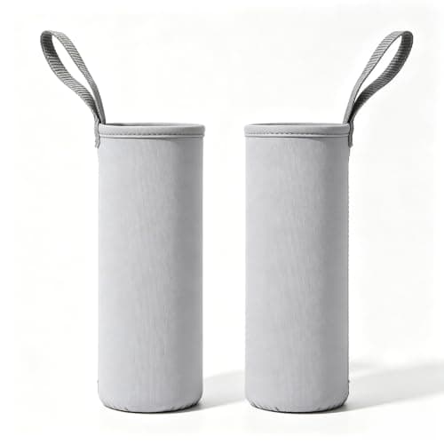 2-Pack Insulated Water Bottle Thermal Sleeve Cover for 550ml/750ml/1000ml/1500ml Bottles – Stretchable Scuba Fabric, Scratch & Resistant, for Camping, Hiking, Travel(550ML Grey)