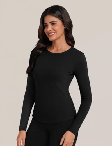 Harlamvar Ladies Long Sleeve Tops Outdoor Workout Fitted Base Layer Shirt — view 2