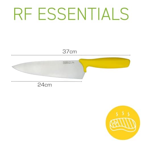 Rockingham Forge Essentials Yellow Handle Chef’s Knife 24cm for Cooked Meats- Coloured Knives for Food Hygiene, Allergen and Intolerance Food Preparation - Colour Coded Stainless Steel Kitchen Knives — view 2