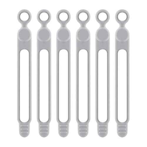Silicone Cable Organiser Straps, 6pcs Reusable Elastic Cable Ties for USB Cables, Phone Chargers, Earphones & Wires, Multi-Colour Cord Management Wraps for Home Office Travel (White) — view 6