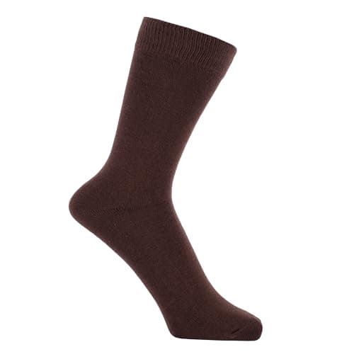 ZAKIRA Combed Cotton Dress Socks - Plain Colour Business Crew Socks for Men & Women, Soft Breathable Cotton, 6-10 (UK), Brown — view 3