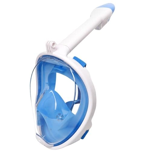 Jsdoin Snorkel Mask Full Face,180°view Design - Anti-fog, Anti-leak Technology - Sports Camera Compatible - for a Safe Adults and Kids Snorkeling Experience (Blue, L/XL)
