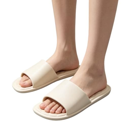 Womens Slip On Slippers Soft Shower Slippers Packable Indoor Slippers Khaki — view 3