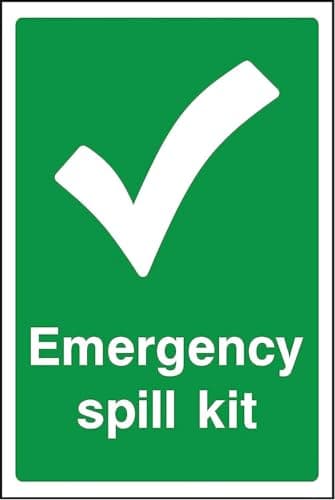 300mmx200mm Emergency Spill Kit Sign (Self Adhesive Sticker Label)
