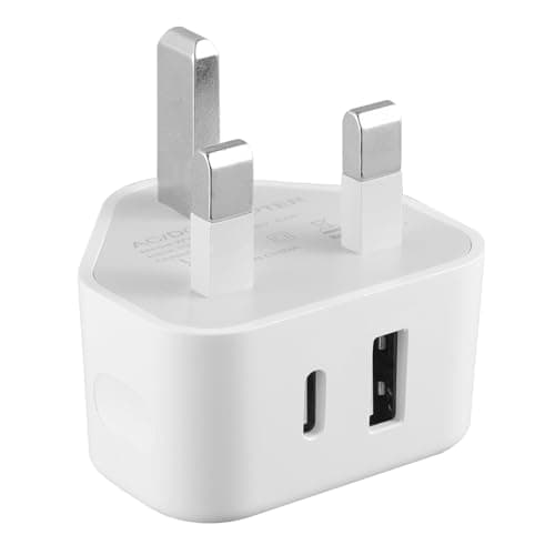 Security-01 4-Pack Dual Port Charger Plug, USB A + USB C, 5V 2.1A 10.5W Wall Power Supply Adapter, Compatible with IP camera, Tablets, MP3 players, E-Readers, Smartphones, Power tools and more, White — view 4