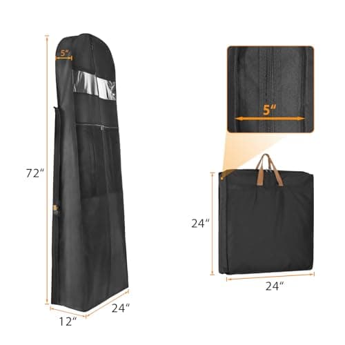 Syeeiex Wedding Dress Bag, Carry On Garment Bag Dress Cover 72 Inch Dress Carrier with Large Pockets & PVC Transparent Window, Breathable Dress Carriers for Women Travel for Wedding and Feast, 1 Pack — view 2