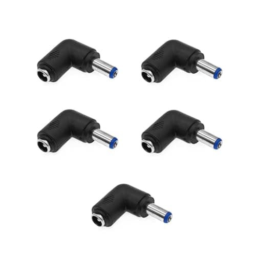 JZK 5 Pack DC Power Adapter, 90 Degree Right Angle 5.5x2.1mm Female to 5.5x2.1mm Male Barrel Plug Connector for Laptops, Routers, LED Strips, CCTV