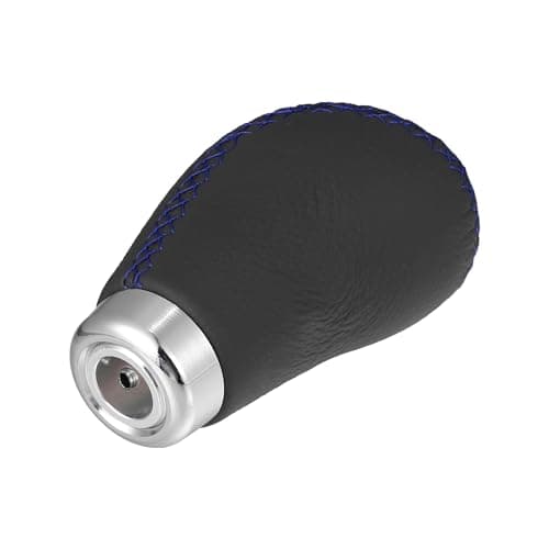 uxcell 5 Speed Car Gear Shift Knob Black Faux Leather with Blue Thread — view 5
