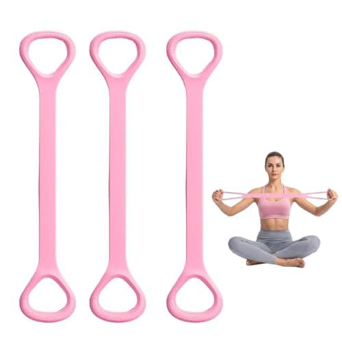 Resistance Bands with Handle, Exercise Bands for Women, Strength Training Equipment for Home Workouts, Compact Travel Bands, Pink Set of Three, Dimensions 34.00 cm by 2.80 cm by 0.50 cm
