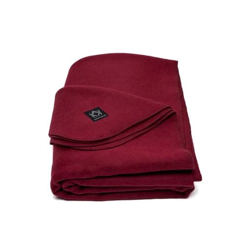Arcturus Military Wool Blanket - 4.5 lbs, Warm, Heavy, Washable, Large 64" x 88" - Great for Camping, Outdoors, Survival & Emergency Kits (Wine)
