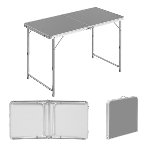 WOLTU Camping Table Picnic Table Grey Lightweight Folding Outdoor Garden Balcony Market Kitchen Work Table Adjustable