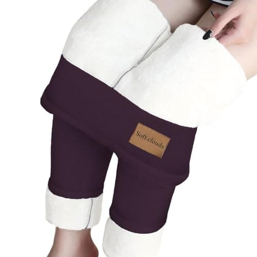 YCBMINGCAN Thermal Leggings Women's Winter Lined Warm Winter Leggings Fleece Trousers High Waist Leggings Opaque Winter Trousers Thermal Sports Trousers for Outdoor, Leisure, Sports, Rose Gold, L — view 2