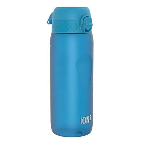 ION8 Sports Water Bottle, 750 ml/24 oz, Leak Proof, Easy to Open, Secure Lock, Dishwasher Safe, BPA Free, Flip Cover, Carry Handle, Soft Touch Contoured Grip, Easy Clean, Odour Free, Blue