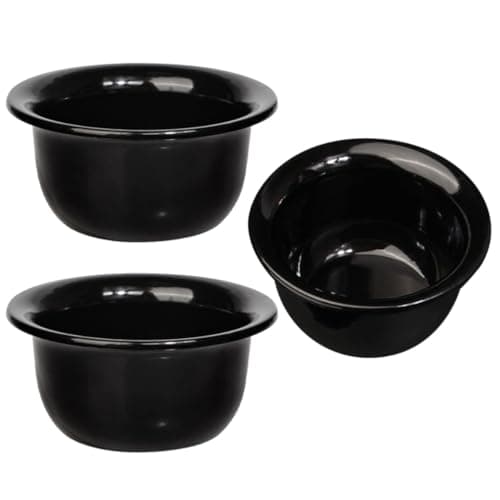 VILLCASE 3pcs Reusable Shaving Soap Bowls for Men with Stable Bowl Base and Portable Design Simple and Elegant Black Shaving Mug for Travel Use