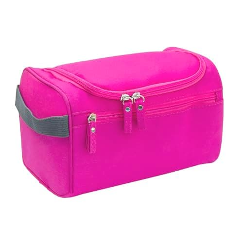 ONEGenug Hanging Toiletry Bag for Men & Women, Travel Wash Bag Cosmetics Makeup Bag Organizer for Travel Essentials with Handle Rose