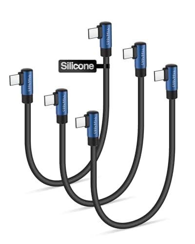 USB C to C Right Angle Charger Cable Short, Silicone 60W Type-C Cable