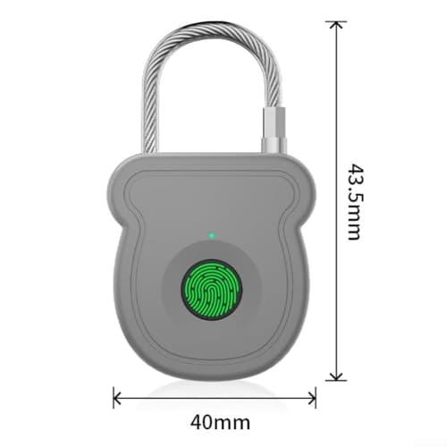 Fingerprint Padlock Smart Padlock Biometric Padlock USB C Rechargeable Padlock Fingerprint Lock for Backpack Suitcase Luggage Gym Locker Cabinet Travel Lock (Grey) — view 2