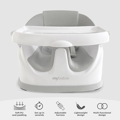 My Babiie MBHCB 2-in-1 Baby Booster Chair – Feeding and Floor Seat for Toddlers, Easy Clean, Removable Tray with Cup Holder, from 6 Months to 3 Years (15kg) – Grey — view 3